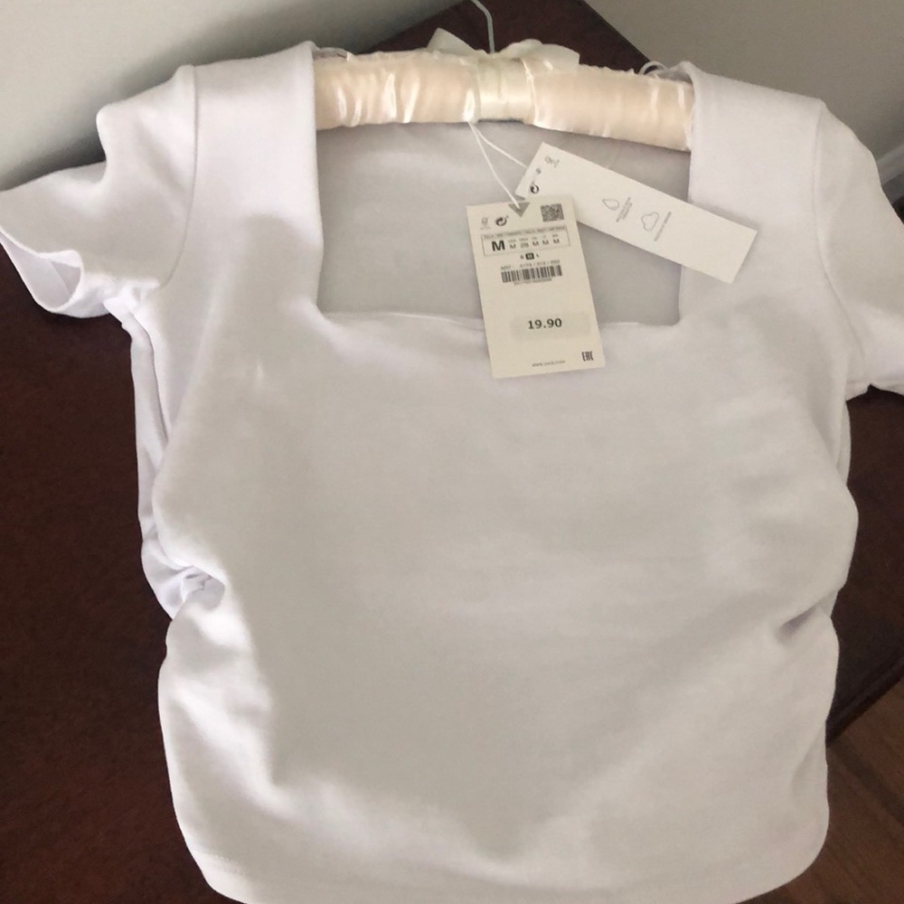 Zara Side Ruched Top White Size M